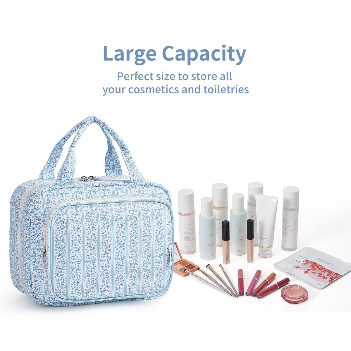 Narwey Hanging Toiletry Bag side view with elastic bands