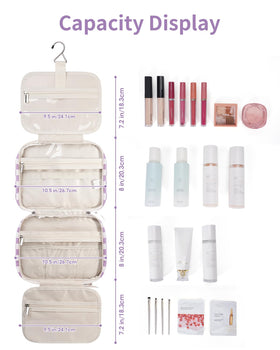 Narwey Hanging Toiletry Bag side view with zippers