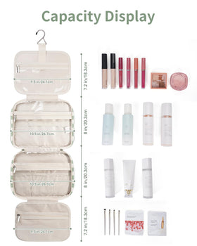 Narwey Hanging Toiletry Bag side view with zippers