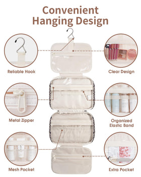 Narwey Hanging Toiletry Bag side view with zippers