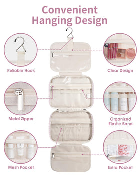 Narwey Hanging Toiletry Bag side view with zippers