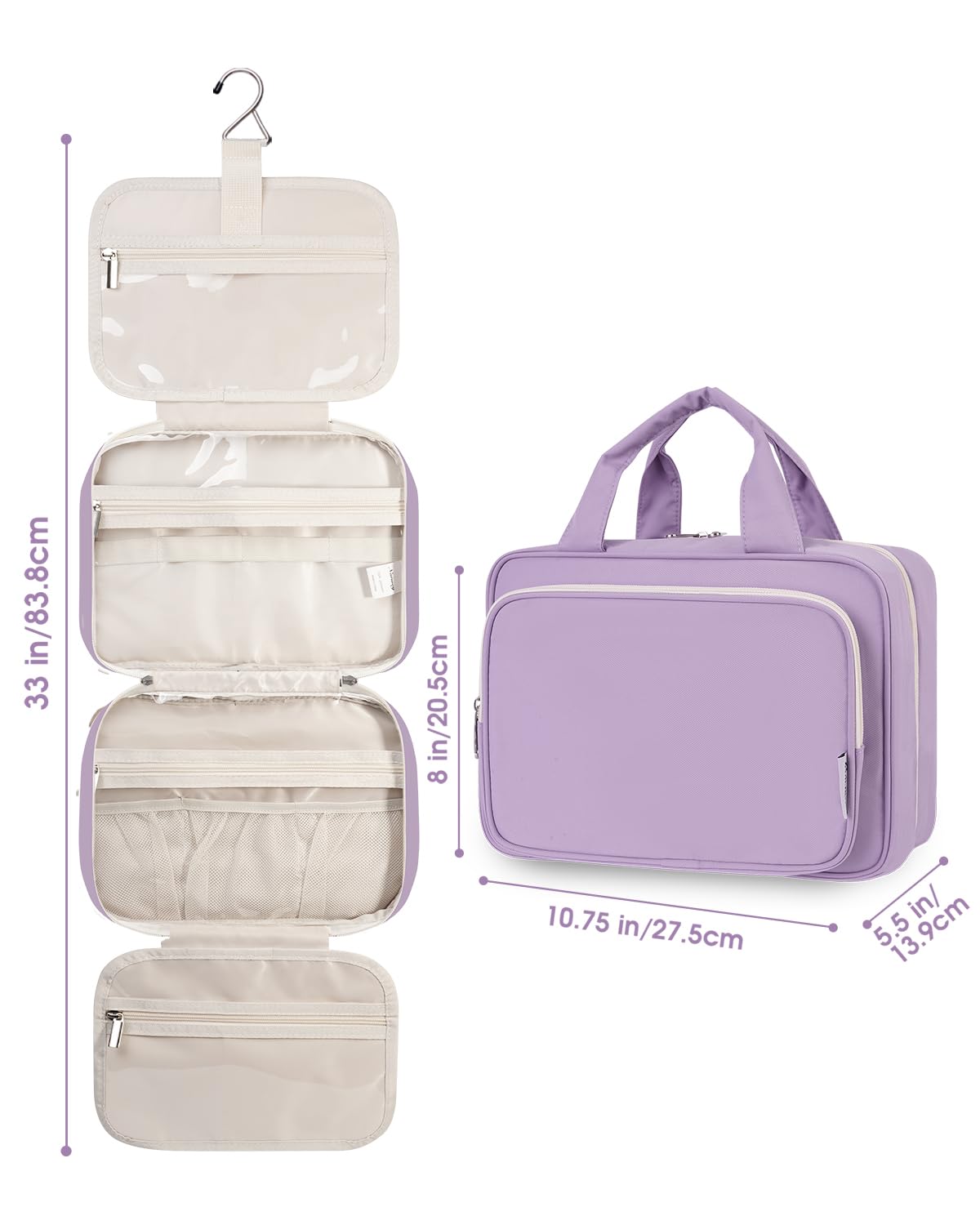 Narwey Hanging Toiletry Bag with cosmetics displayed