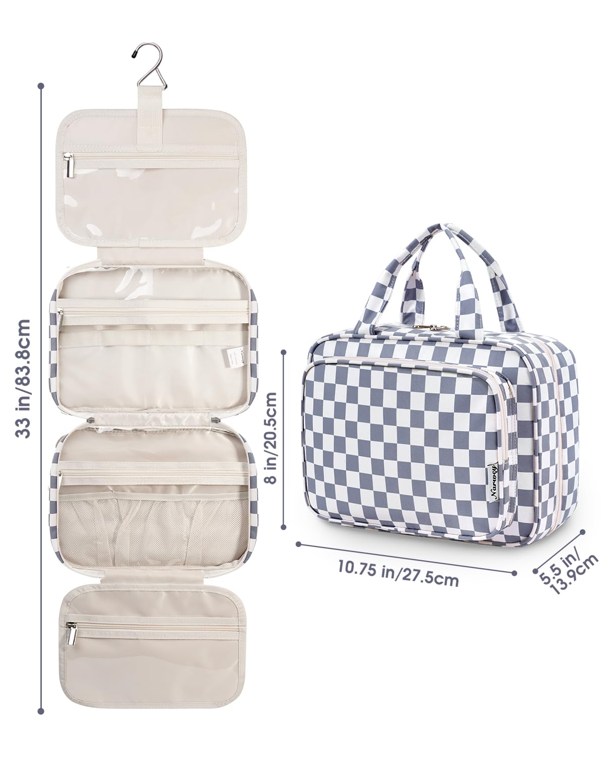 Narwey Hanging Toiletry Bag with elastic bands for easy access