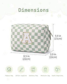 Narwey Initial Makeup Bag displayed with beauty accessories