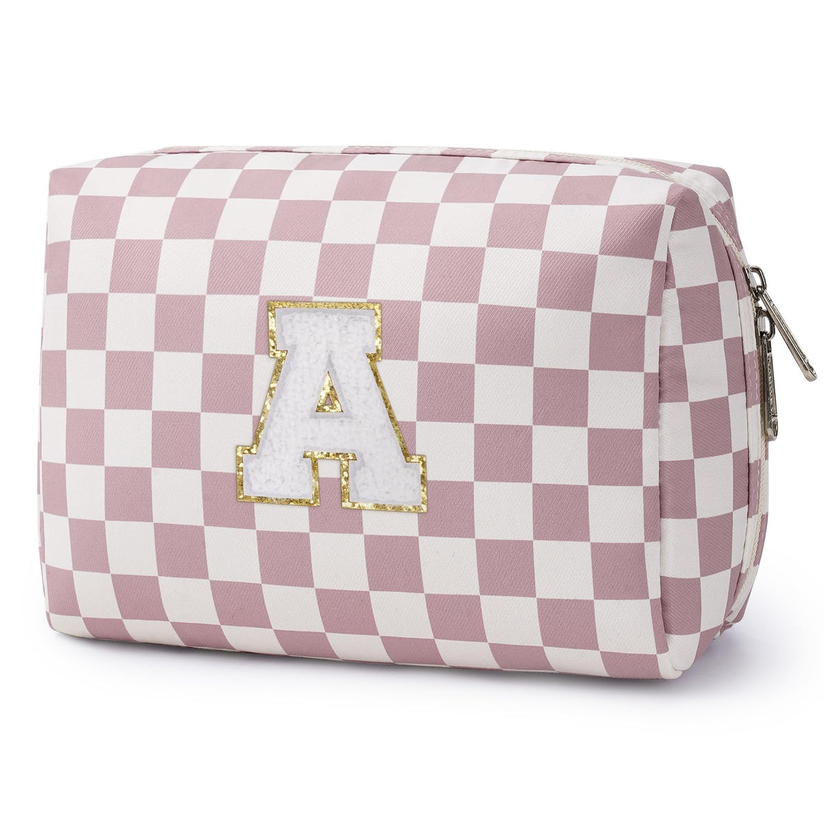 Narwey Initial Makeup Bag front view with personalized letter