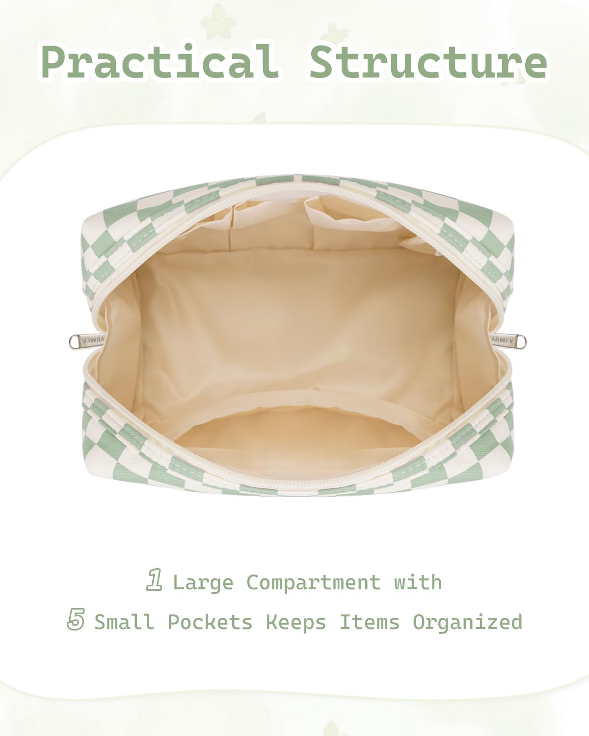Narwey Initial Makeup Bag side view showing portable size