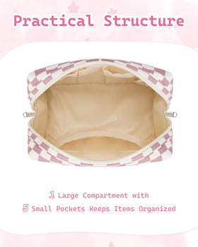 Narwey Initial Makeup Bag side view with water-resistant fabric