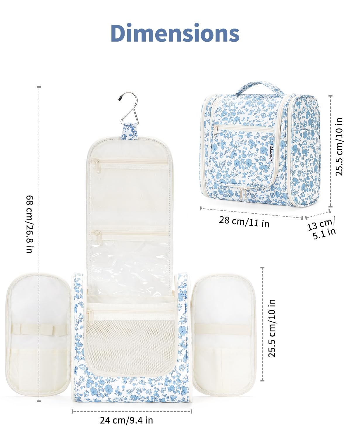 Narwey Large Hanging Toiletry Bag compact design flat