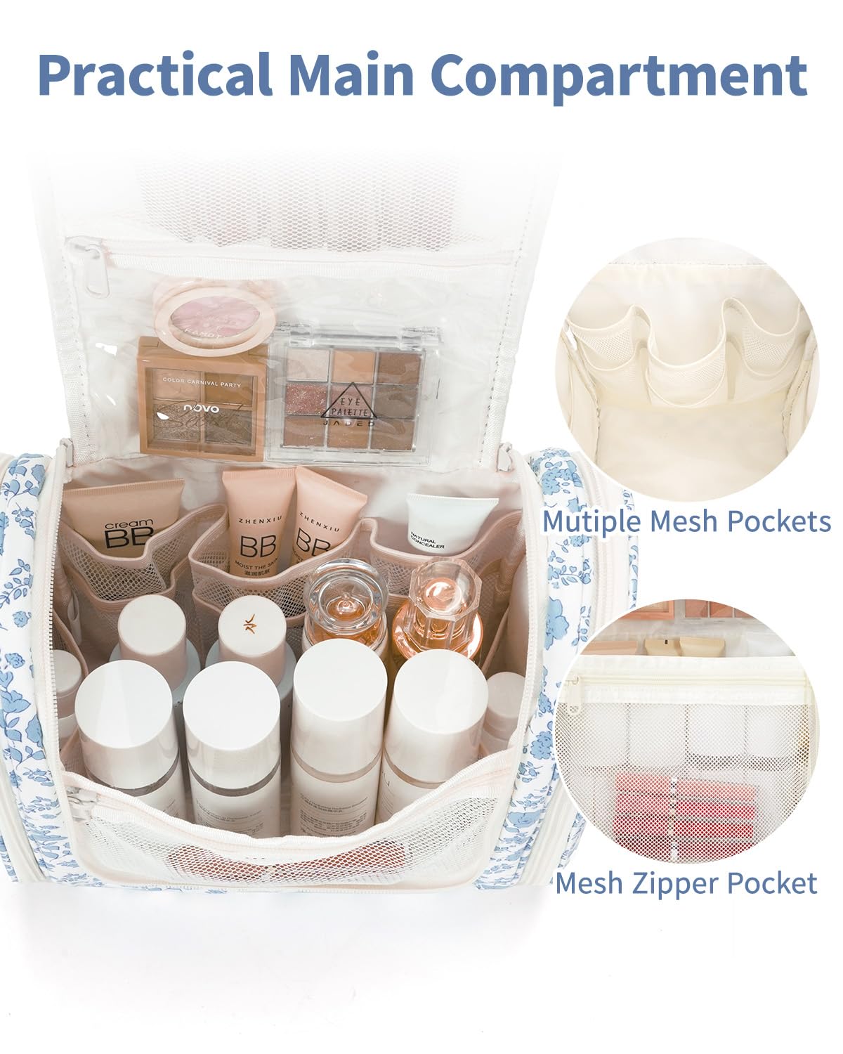 Narwey Large Hanging Toiletry Bag hanging from a hook