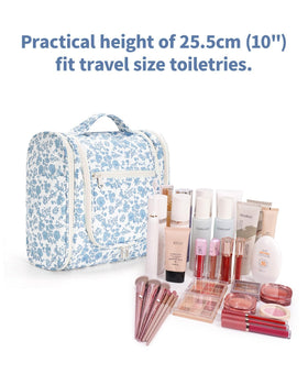 Narwey Large Hanging Toiletry Bag side view with zipper pockets