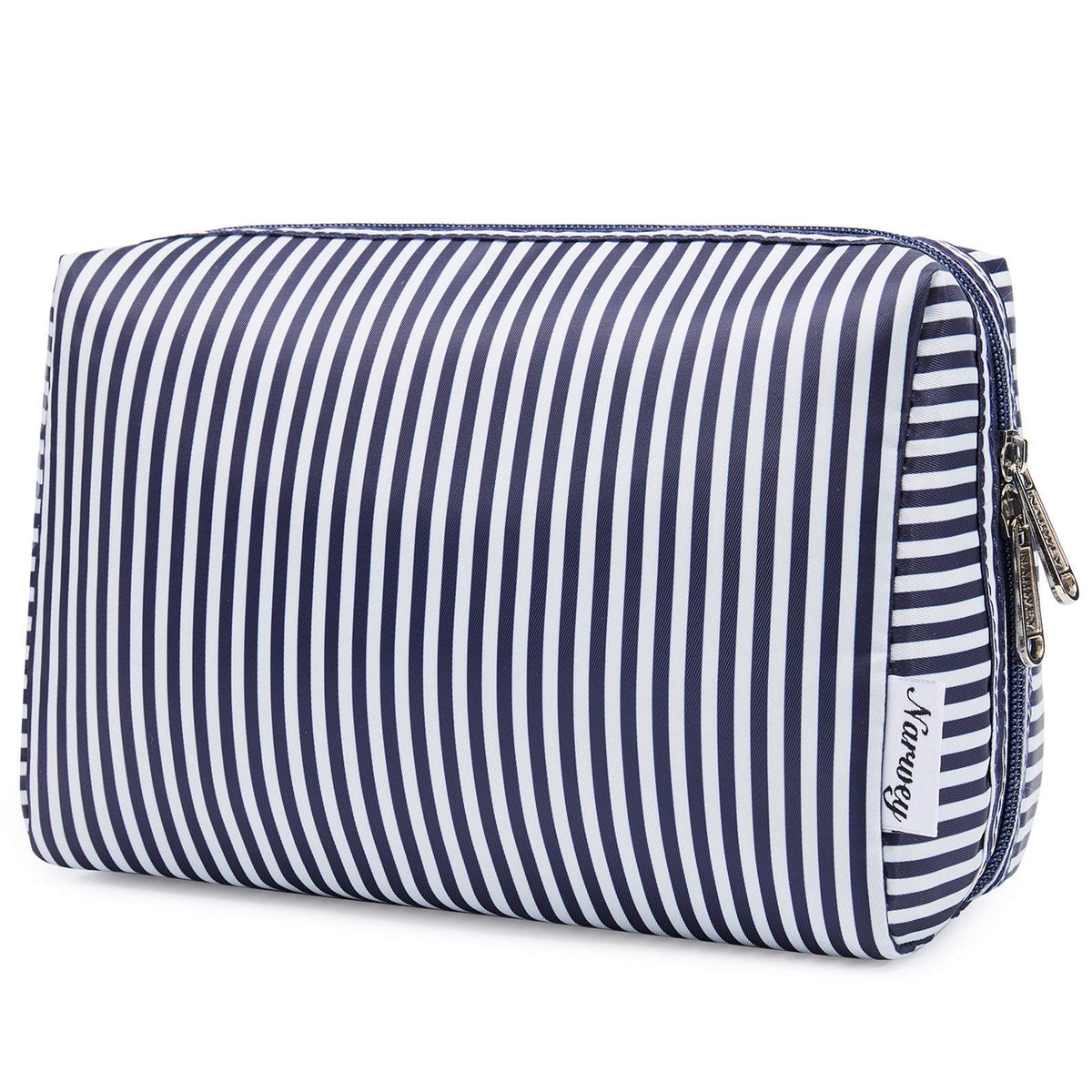 Narwey Large Makeup Bag Blue Stripe front view
