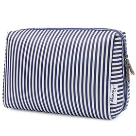 Narwey Large Makeup Bag Blue Stripe front view