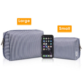 Narwey Large Makeup Bag Blue Stripe packaging