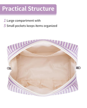 Narwey Large Makeup Bag side view showing zippers