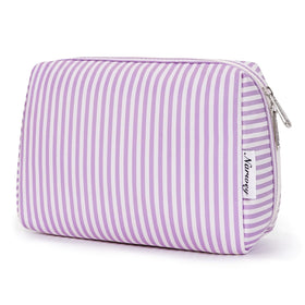 Narwey Large Striped Makeup Bag in Purple Stripe front view