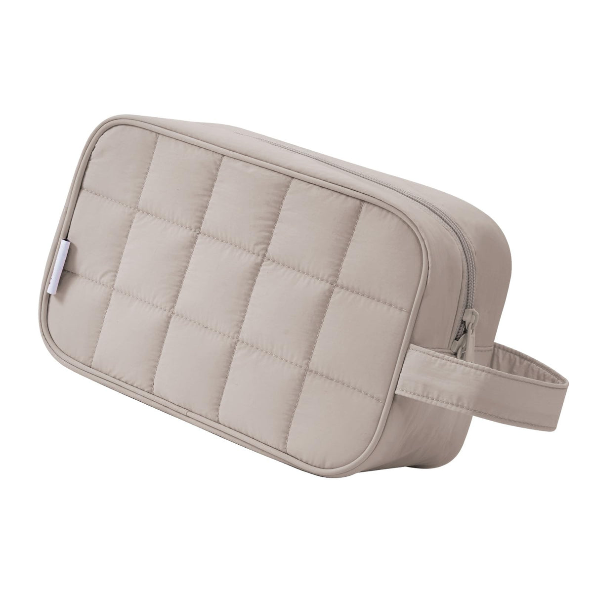 Narwey Quilted Makeup Bag front view in khaki