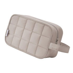 Narwey Quilted Makeup Bag front view in khaki