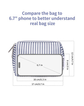 Narwey Small Striped Makeup Bag in a purse