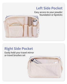 Narwey Small Striped Makeup Bag side view with zipper