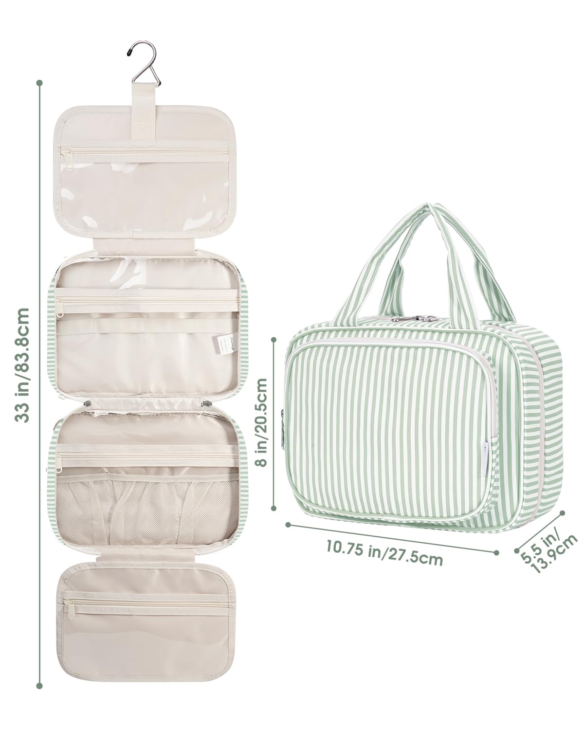 Narwey Striped Hanging Toiletry Bag lifestyle scene at home