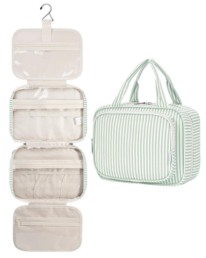Narwey Striped Hanging Toiletry Bag mint green front view
