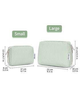 Narwey Striped Makeup Bag large mint green stripe packaging