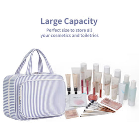 Narwey Striped Travel Toiletry Bag greyish blue fabric texture