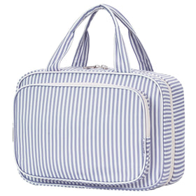 Narwey Striped Travel Toiletry Bag large version front view greyish blue