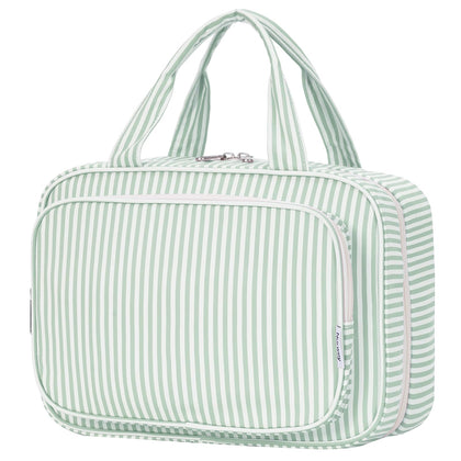 Narwey Striped Travel Toiletry Bag Mint Green front view