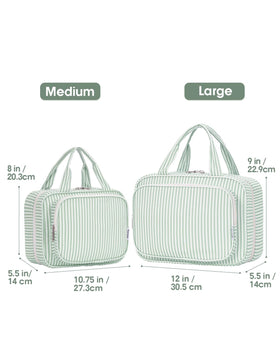Narwey Striped Travel Toiletry Bag Mint Green side view