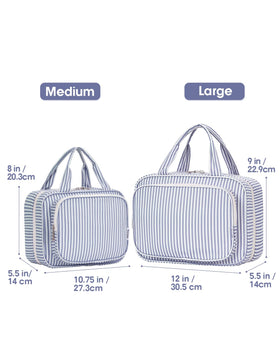 Narwey Striped Travel Toiletry Bag open showing multiple compartments