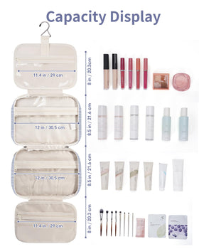 Narwey Striped Travel Toiletry Bag packed with full-size toiletries