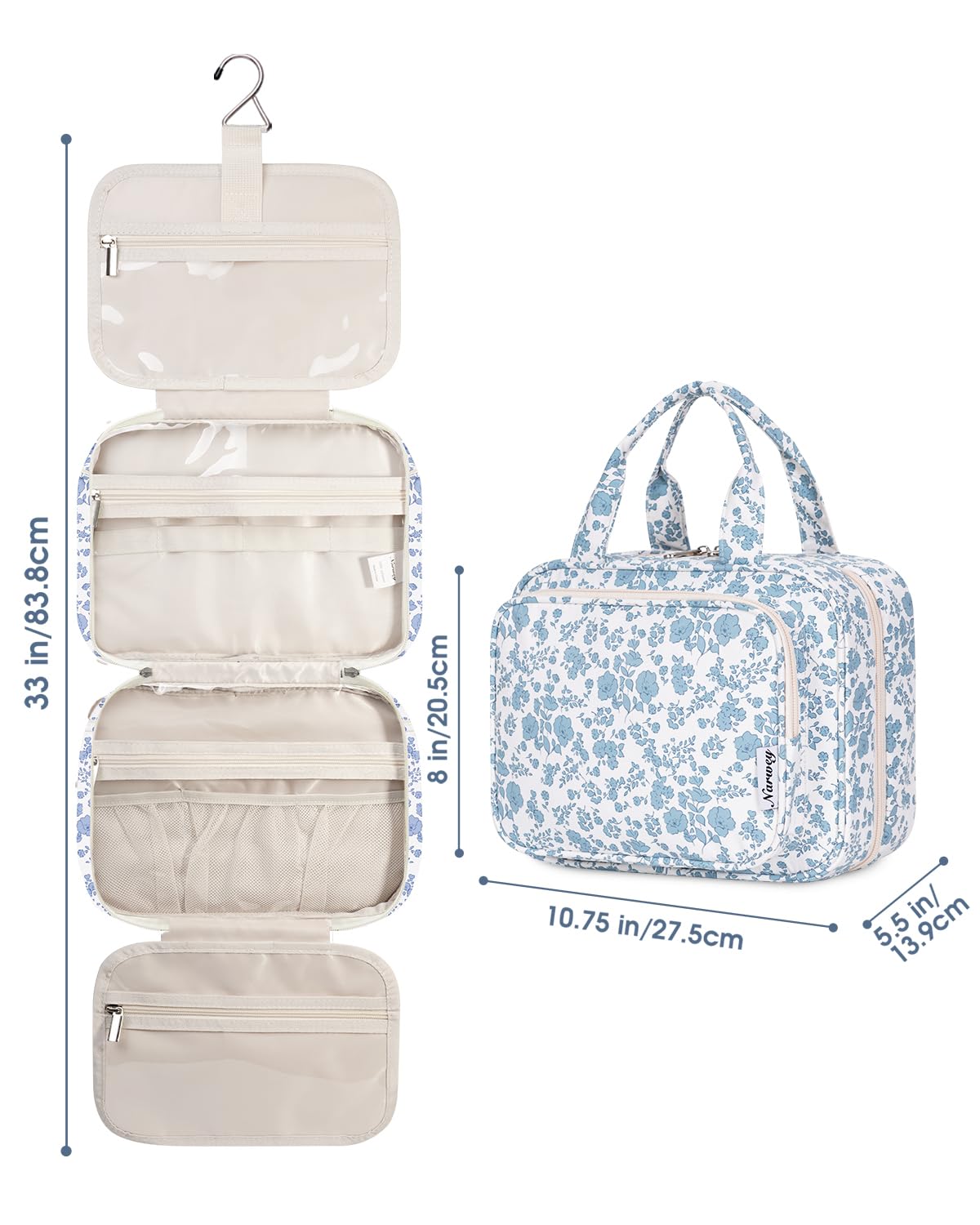 Narwey Toiletry Bag displayed with travel essentials inside
