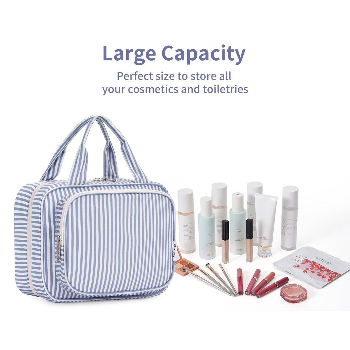 Narwey Toiletry Bag in lifestyle setting with travel essentials
