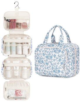 Narwey Toiletry Bag open showing multiple compartments and mesh pockets
