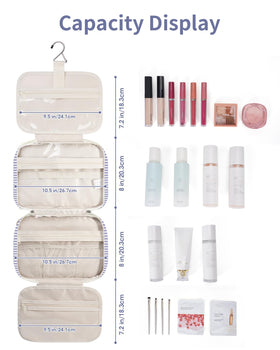 Narwey Toiletry Bag open with toiletries organized inside