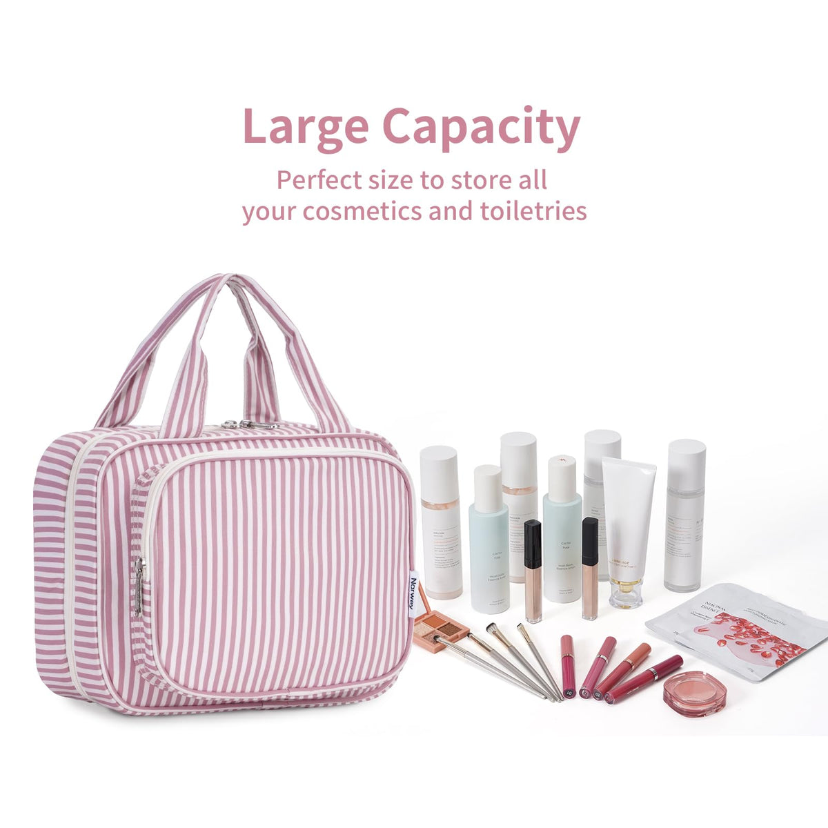 Narwey Toiletry Bag with cosmetics displayed
