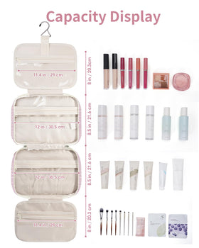 Narwey Toiletry Bag with full-size cosmetics and toiletries inside