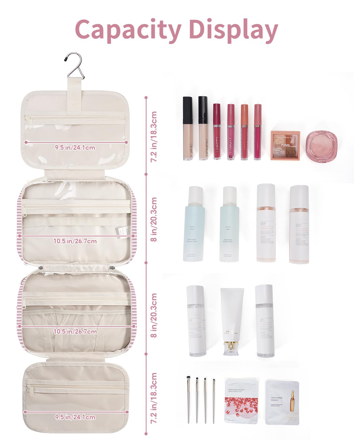 Narwey Toiletry Bag with travel-size toiletries inside