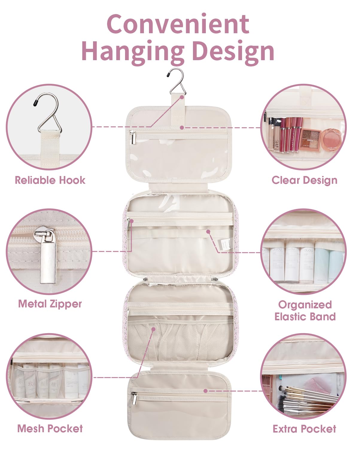 Narwey Travel Toiletry Bag back view with padded fabric