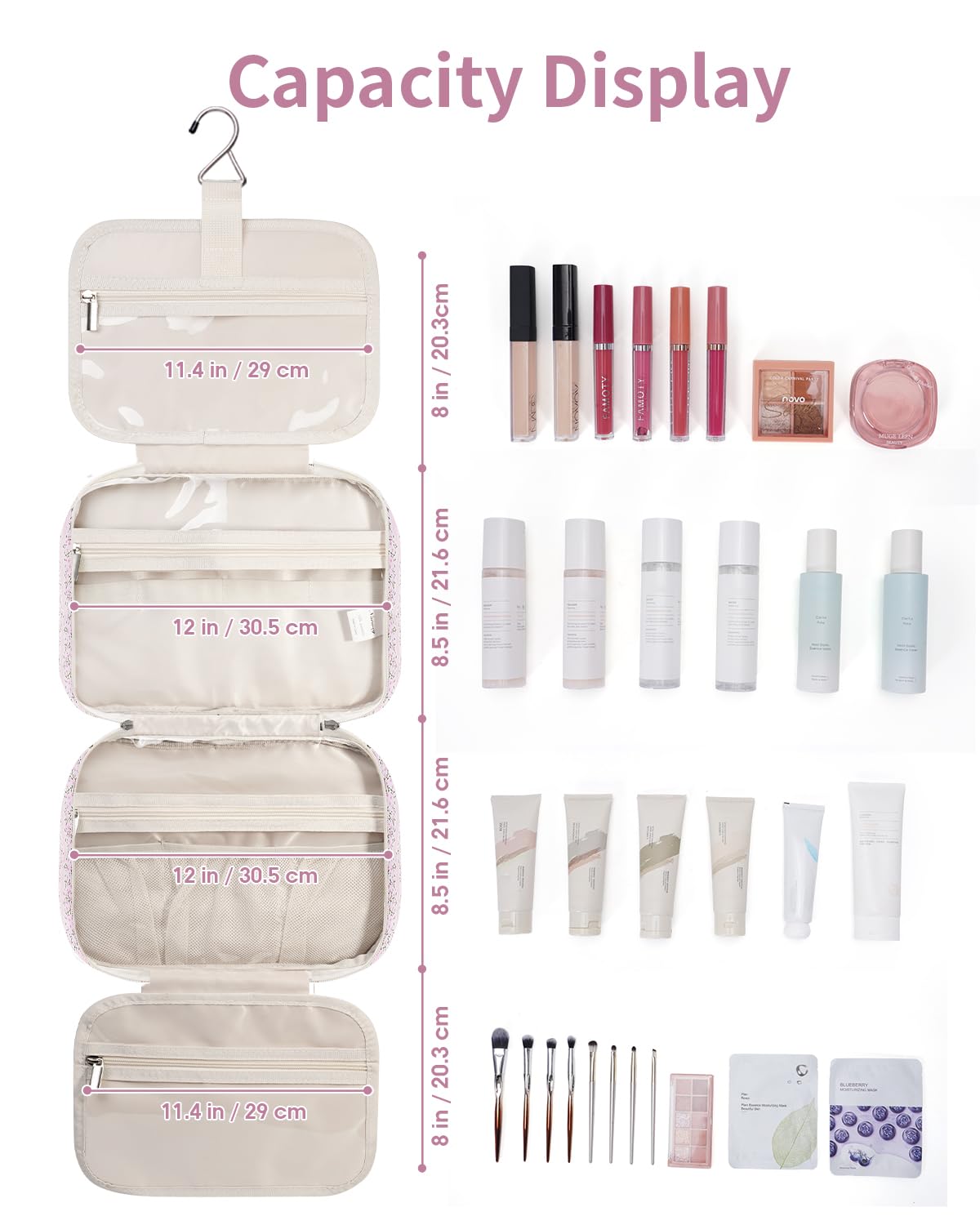 Narwey Travel Toiletry Bag close-up of mesh pockets