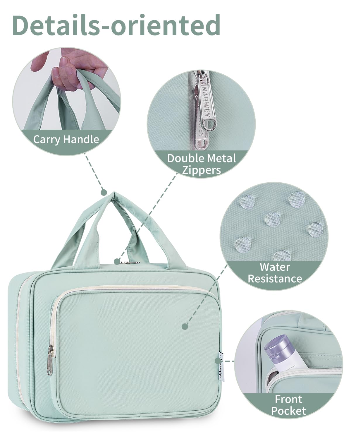 Narwey Travel Toiletry Bag compact design