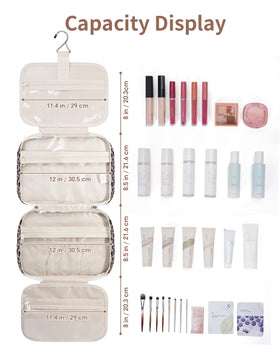 Narwey Travel Toiletry Bag filled with cosmetics