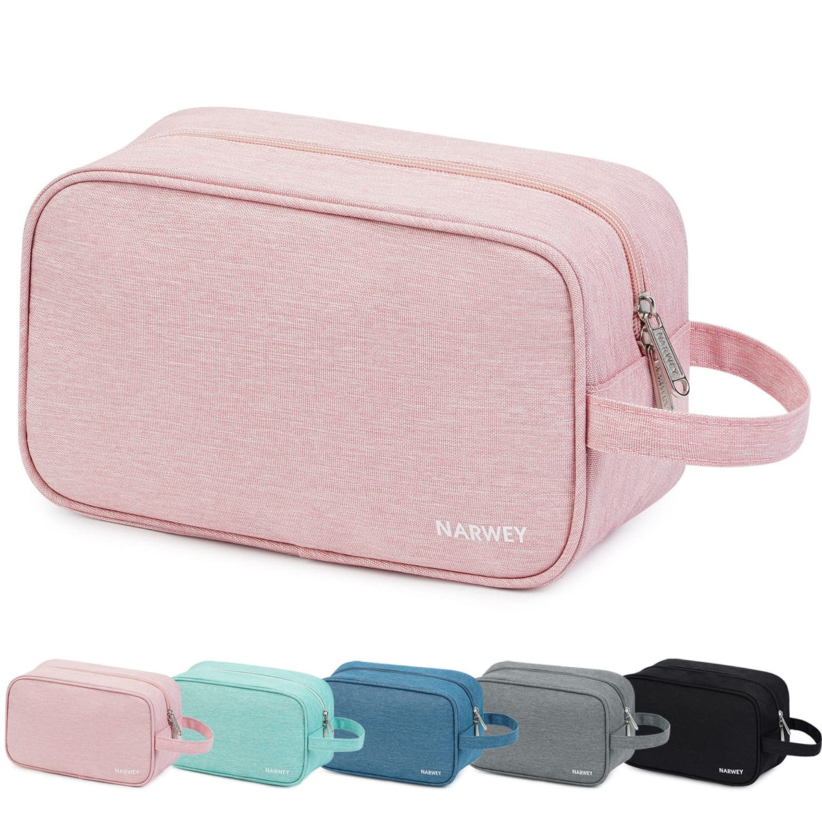 Narwey Travel Toiletry Bag for Women in pink with large capacity