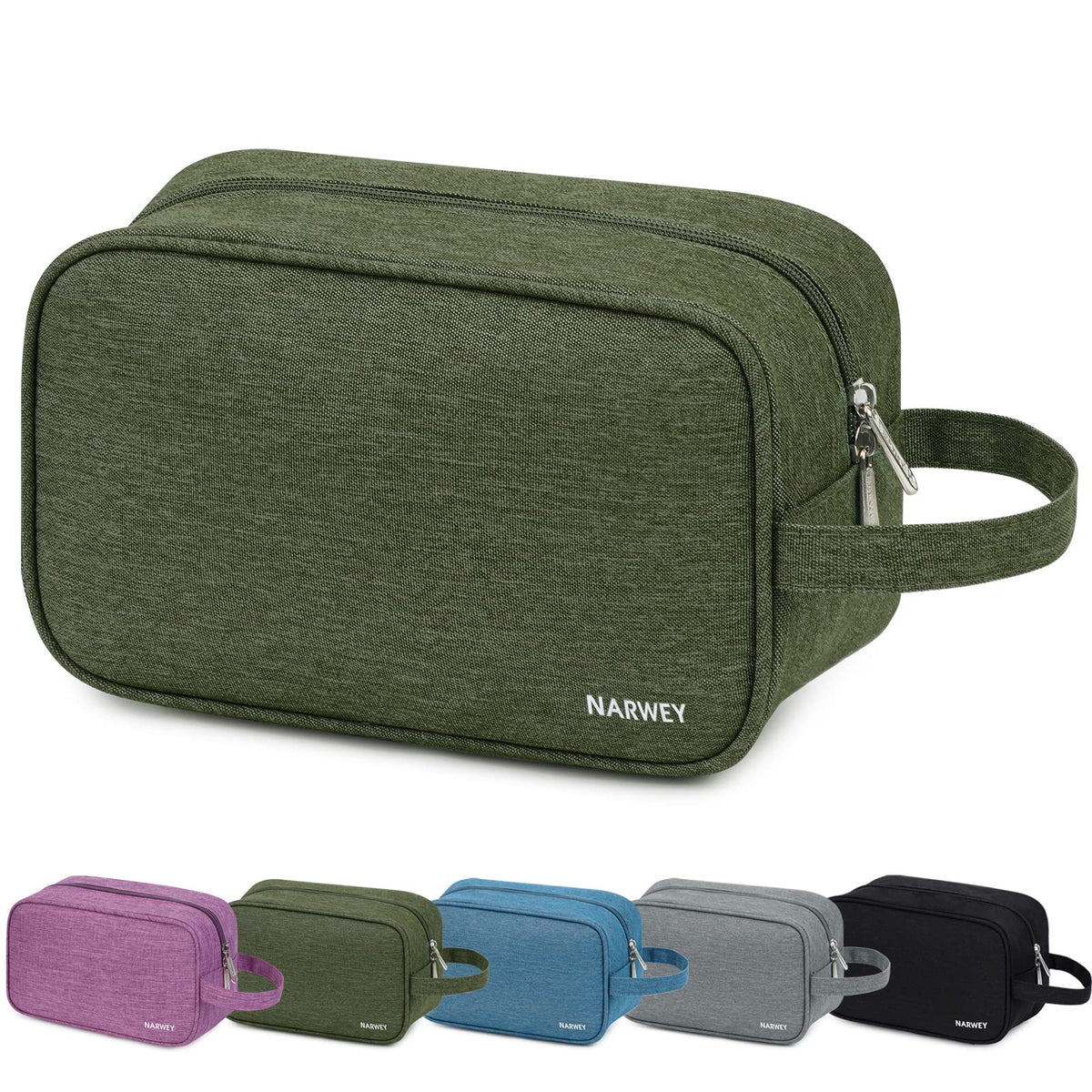 Narwey Travel Toiletry Bag front view in Army Green