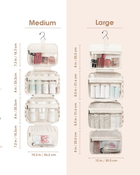 Narwey Travel Toiletry Bag hanging from a towel rack