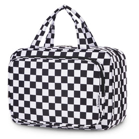 Narwey Travel Toiletry Bag Large Black Checkerboard front view