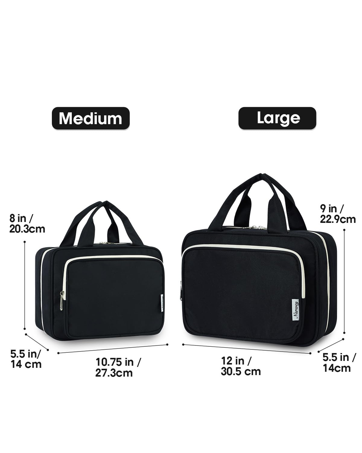 Narwey Travel Toiletry Bag large black side view
