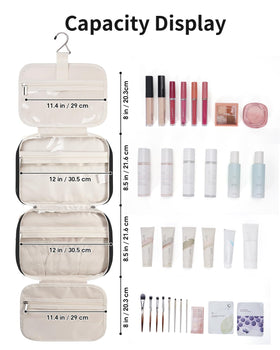 Narwey Travel Toiletry Bag large black with full-size toiletries inside