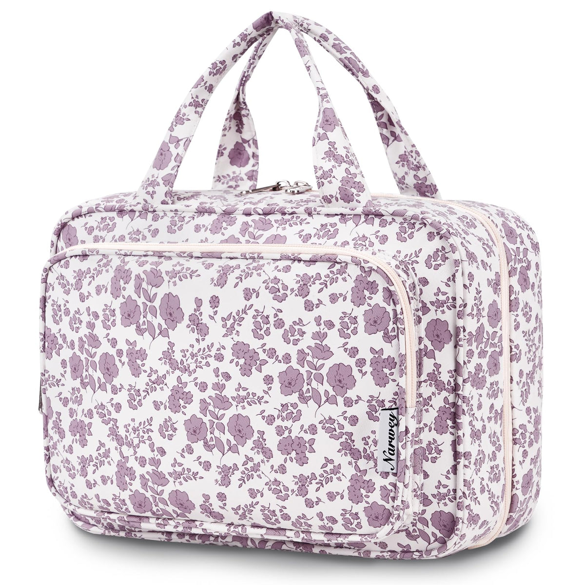Narwey Travel Toiletry Bag Large Dusty Pink Flower front view